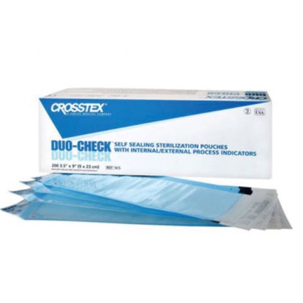 Duo-Check Sterilization Pouches - Self Seal With Internal External Indicators (200/bx)
