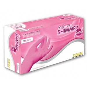 Alasta Shimmer Pink Nitrile Exam Gloves - Case of 10