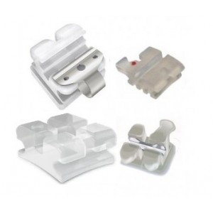 Ceramic Bracket (Tooth Color, Sapphire, Self-Ligating, Metal Slot)