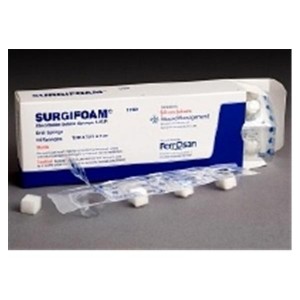 Sponge Hemostatic Surgifoam Gelatin 1x1x1 cm 24 Ply