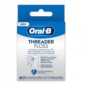 Oral-B Threader Floss 5/Threaders x 30/Pk