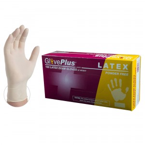 GlovePlus Latex PF Exam Gloves - 10 Boxes(100 pcs/box)
