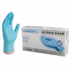 AMMEX Blue Nitrile PF Exam Gloves - 10 Boxes(100 pcs/box)