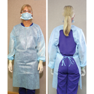 Crosstex Impervious Barrier Gown, Open Back, 29½" x 40", Blue