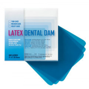 Dental Dam Latex 6"x6" Medium-Blue 36/Box