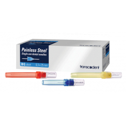 Painless Steel Plastic Hub Needles 30 Short Blue 100/bx Painless Steel Plastic Hub Needles 30 Short Blue 100/bx - DC Dental