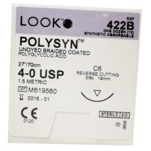 Suture Polysyn Pga Undyed C-6 4-0 27" 12/Bx