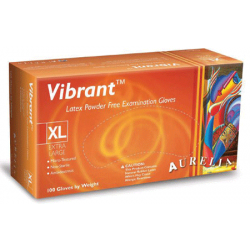 Aurelia Vibrant PF Chlorn Latex Gloves Large 100/Bx - DC Dental