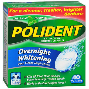 Polident Overnight Whitening Antibacterial Cleanser 40/Tablets x 12/Boxes