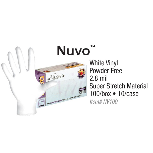 Nuvo White Vinyl Exam Gloves (Case)
