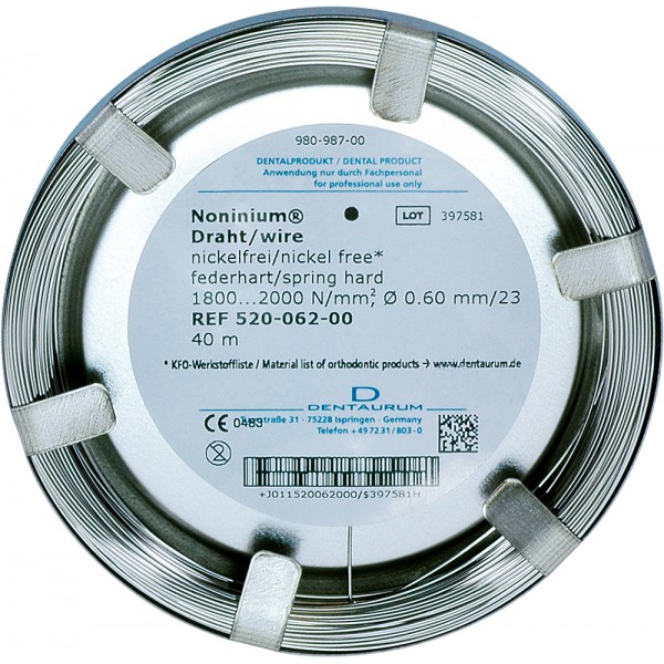 Noninium® Wire On Coils, Round, Spring Hard - Nickel Free* Stainless Steel - 1 piece