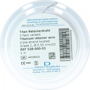 Titanium Retainer Wire, 3-Strand Twisted, Grade 1, 0.50 Mm / 20 - 1 piece (Roll)