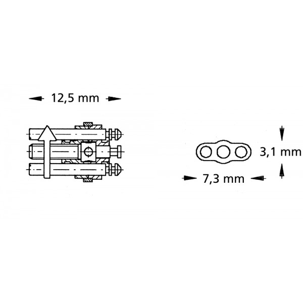 Sectional Screw, Straight, Stainless Steel, Medium - 1 piece