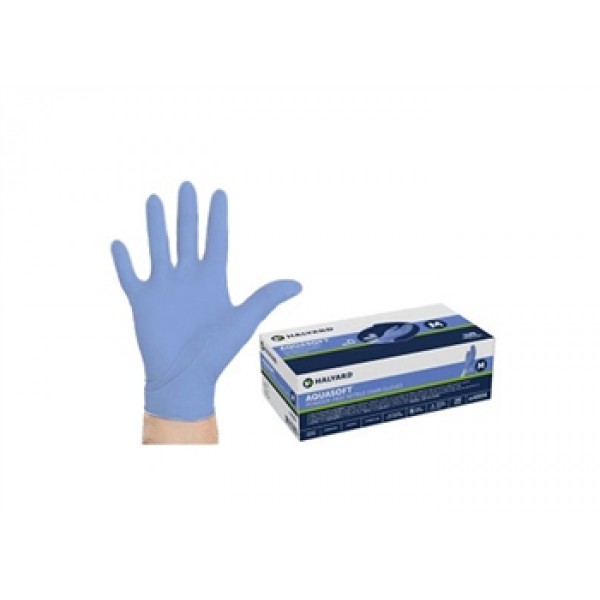 Halyard AQUASOFT Blue Nitrile Exam Gloves 10boxes/case (27989)