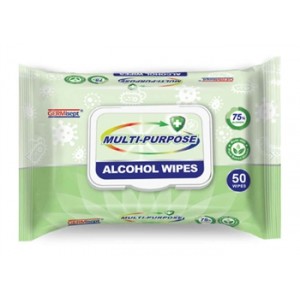 GERMisept Multi-Purpose Alcohol Wipes, 75% alcohol, Embossed Nonwoven, 50 wipes/pack, 24/case