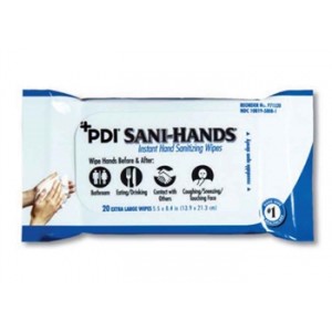 Sani-Hands Instant Hand Sanitizing Wipes, Bedside Packs 8.4" x 5.5" 20/pack, 48/case