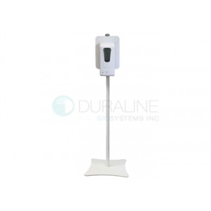 Heavy-Duty Steel Stand For Hand Sanitizer Dispenser with 14 lb. base, white powder-coated, 48" high