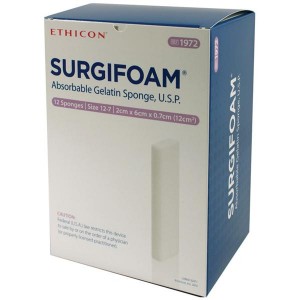 Sponge Hemostatic Surgifoam 2x6cm 7mm Gelatin Sterile LF 12/Bx