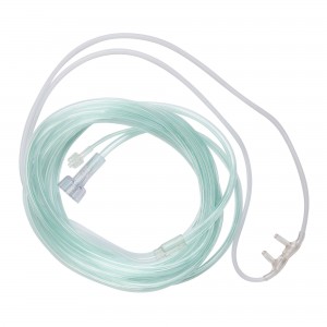 ETCO2 Nasal Sampling Cannula with O2 Delivery With Oxygen Delivery McKesson Adult Curved Prong / NonFlared Tip (25/pk, Green)