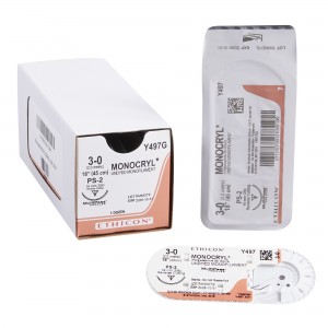 Absorbable Suture with Needle Monocryl™ Poliglecaprone PS-2 3/8 Circle Precision Reverse Cutting Needle Size 3 - 0 Monofilament