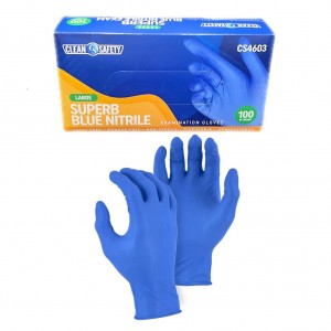 Clean Safety SuperB Nitrile Exam Gloves Blue Large 100/Bx