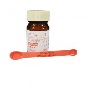 GC Fuji Plus Powder Only Resin Glass Ionomer Luting Cement Yellow 15g 431012