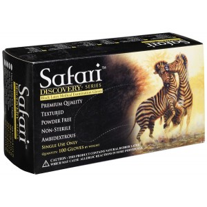 Safari® Black Powder-Free Latex Gloves (100 ct)