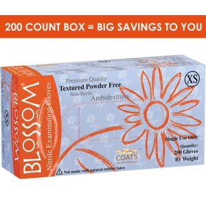 Blossom Nitrile Exam Gloves with COATS