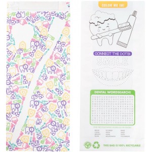 Full Color Pharmacy Bags-Toothbrush & Tooth Design (100 bags  per pack)