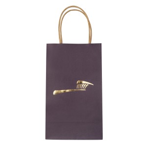 Purple Matte Finish Paper bag with Gold-foil toothbrush logo - 100/pk