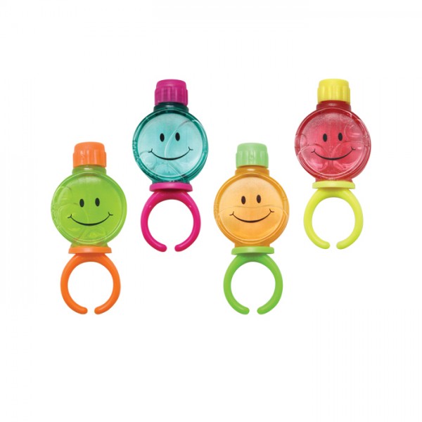 Smile Face Bubble Rings - 36 assorted/pk