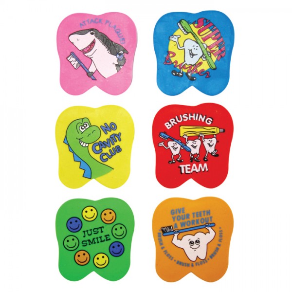 1.5" Tooth Mess Erasers-Assorted - 72/pk