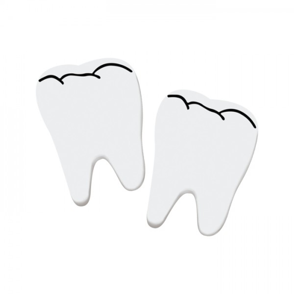 2" White Tooth Shape Erasers - 72/pk