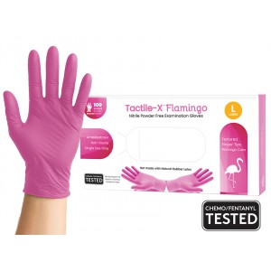 Gloves Nitrile Powder-Free Textured Flamingo (Tactile-X) - 100pcs/box