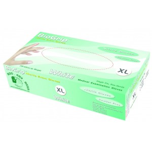 Biogrip - White Gloves - 1 Case/10 Boxes