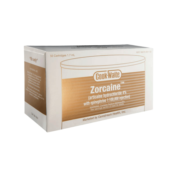 Zorcaine Cart 4% W/EPI 1:100M 50/Bx