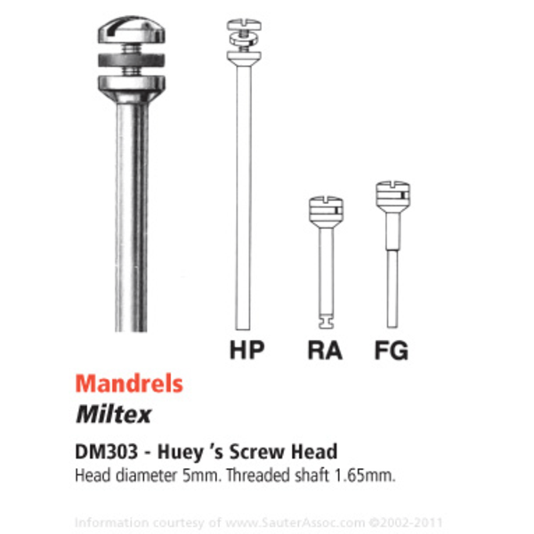 303 Huey's Screw HP Mandrels 12/pk