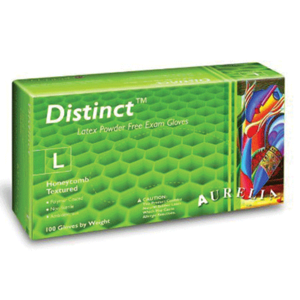 Aurelia Distinct PF Latex Exam Gloves Large 100/Bx