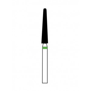 Solo Diamond Single Use Burs, FG, Round End Taper, # 1118.9, 1.8 mm, Coarse, Green, 25/Pk, 856L018C