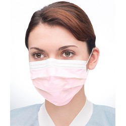 Procedural Earloop Mask - LIGHT PINK, High Filtration 98% at 0.1 micron, Fluid, 5130E-LP - Frontier Dental Supply