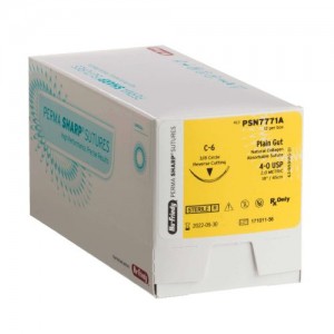 Perma Sharp Suture, Plain Gut, Absorbable, C-6, 4-0, 18", 12/Pk, PSN7771A