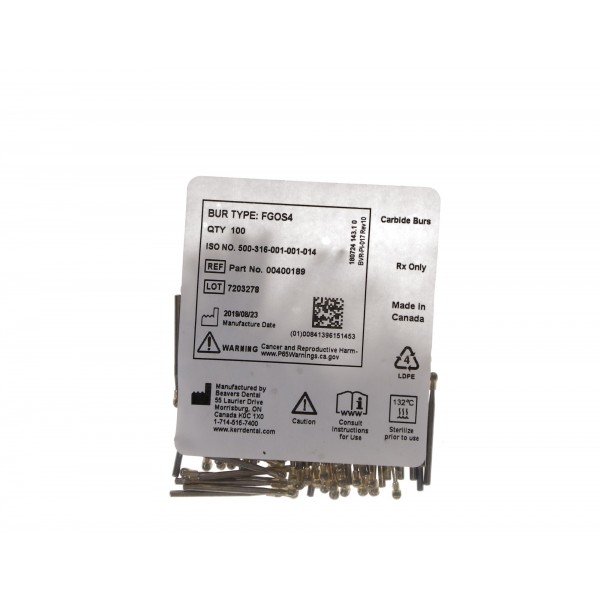 Surgical Carbide Bur, FGOS, # 4, Round, 1.4 mm, 100/Pk, FGOS4100