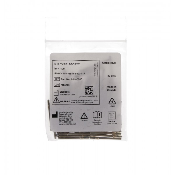 Surgical Carbide Bur, FGOS, # 701, Cross Cut Flat End Taper, 1.2 mm, 100/Pk, FGOS701-100