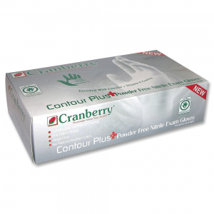 Contour Plus Nitrile Examination Gloves, Powder-Free, 100/Box