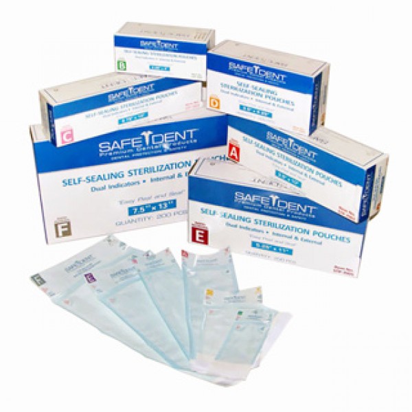 Safe-Dent Sterilization Pouches 3-1/2" x 10" (200 per pack)