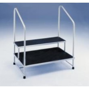 Conditional Double Step Stool with Two Hand Rails
