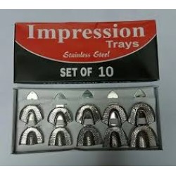 Set of 10 Dental Impression Trays (XS,S,M,L,XL) Perforated - Tamsco