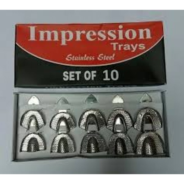 Set of 10 Dental Impression Trays (XS,S,M,L,XL) Perforated