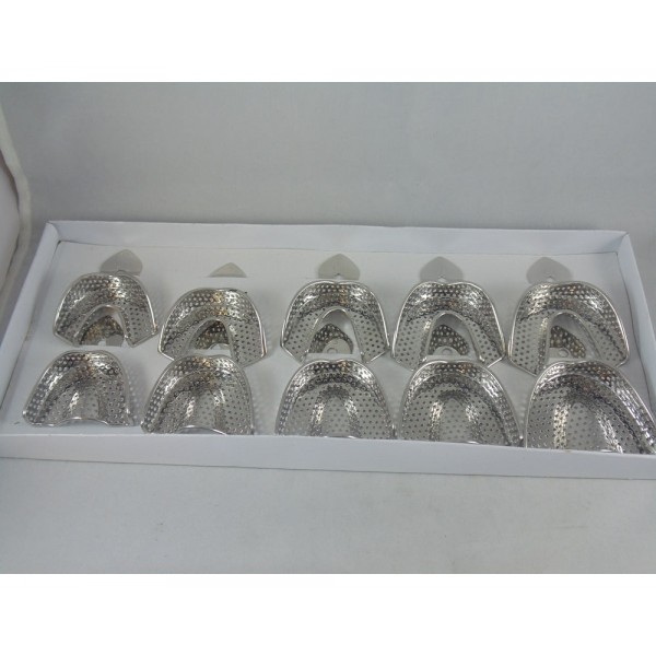 Set of 10 Dental Impression Trays (XS,S,M,L,XL) Perforated
