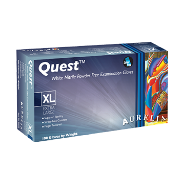 Aurelia® Quest ™White Nitrile Powder Free Examination Gloves - 100pcs/box